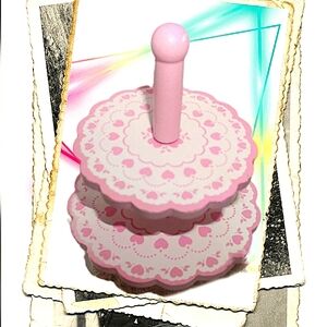 Vintage 2 Tier Pink & White Dessert Display Stand